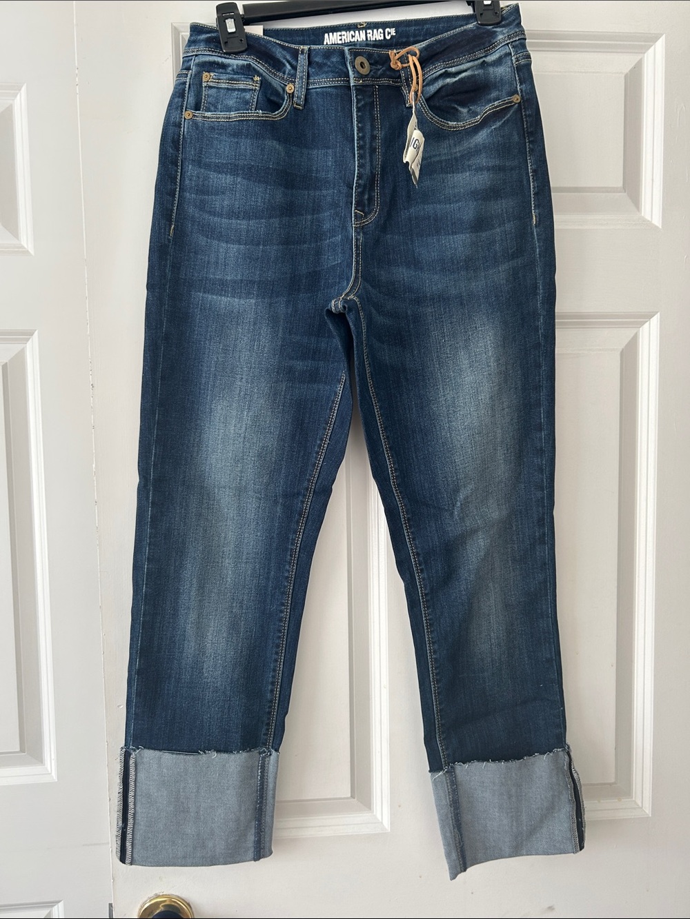 American Rag Medium Blue Boyfriend Jeans with Cuffed Hem